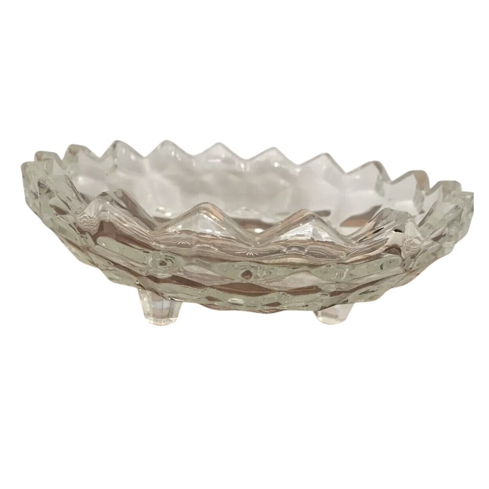 Vintage Fostoria Candy Nut Trinket Dish Bowl Footed‎ Scalloped Edge